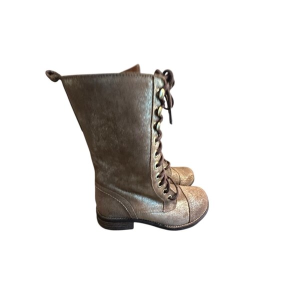 Unity in Diversity Brown Gold Shimmer Combat Boots Made In Spain EU 36 US 6 - Picture 2 of 6